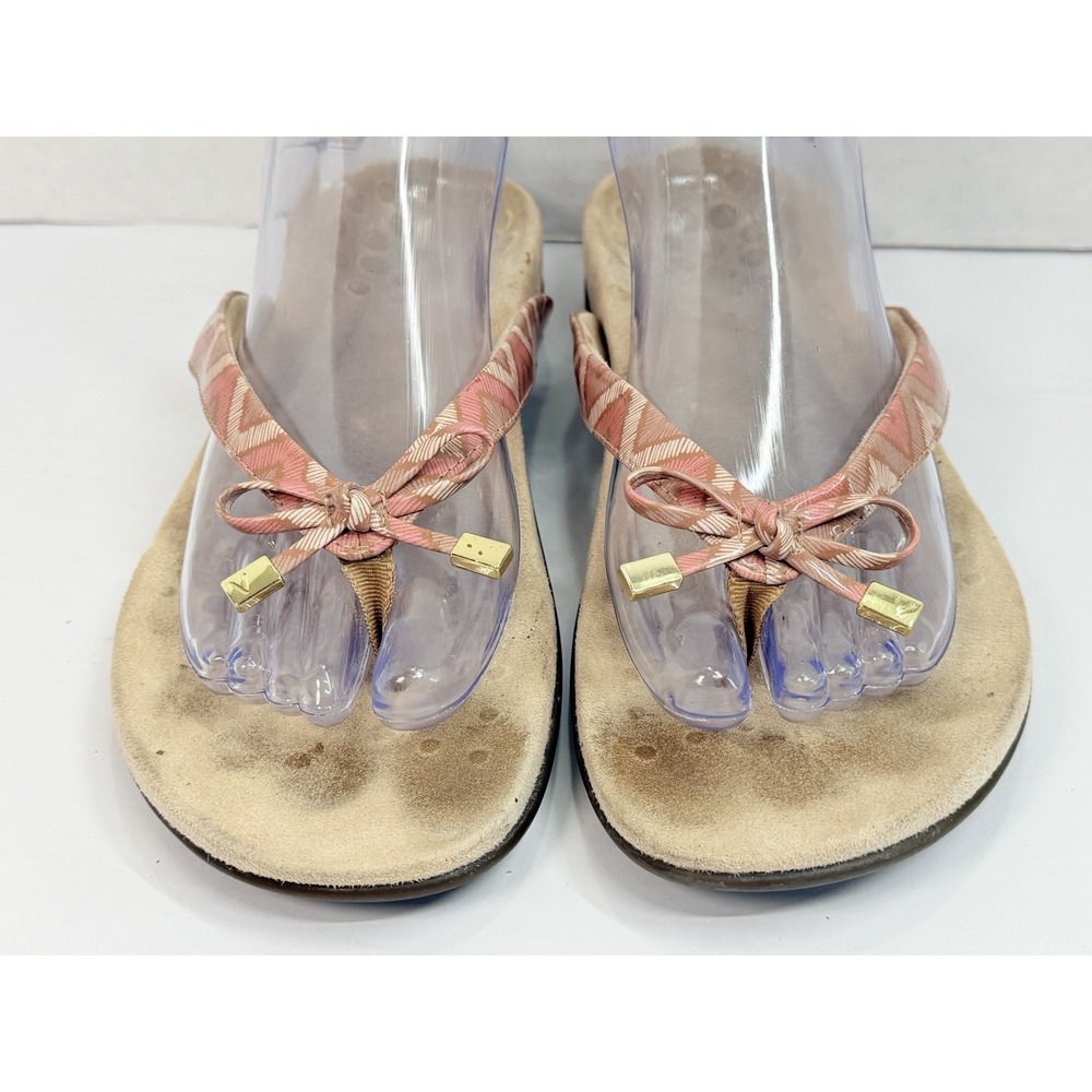 Vionic Bella II Toe Post Sandals Womens 8.5 Pink Plaid Orthotic Flip Flops - Picture 4 of 10